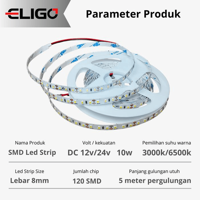 SMD-120D LED Strip 24V 10W 3000K detail 11